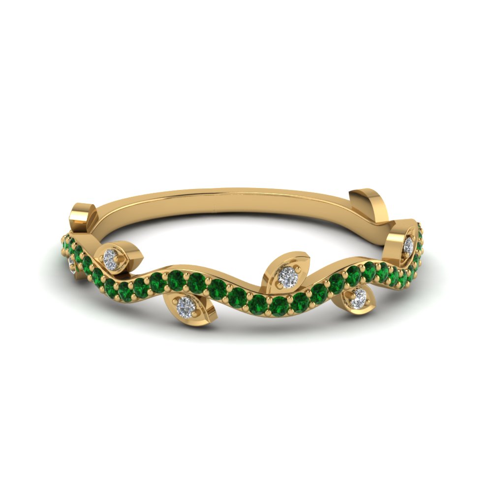 Green Emerald Wedding Bands For Her