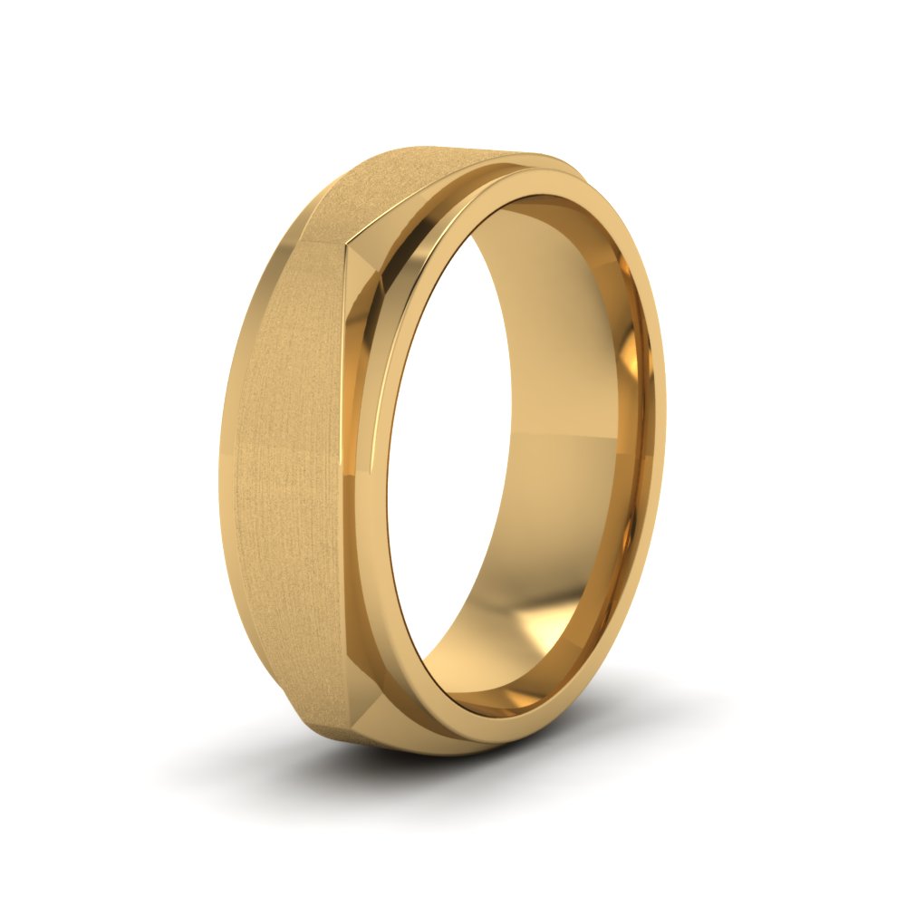 Brush Finish Square Mens Gold Wedding Band Ring In 18K