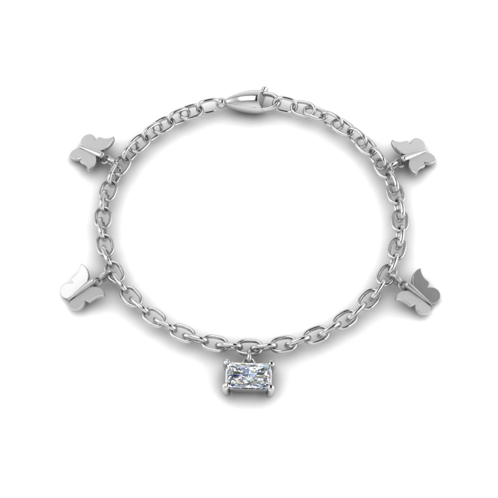 butterfly charm diamond bracelet in FDBRC8664RAANGLE2 NL WG