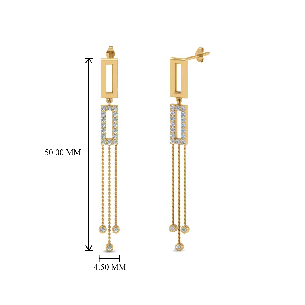 Cascade Dangle Earring with 14K Yellow Gold White Diamond