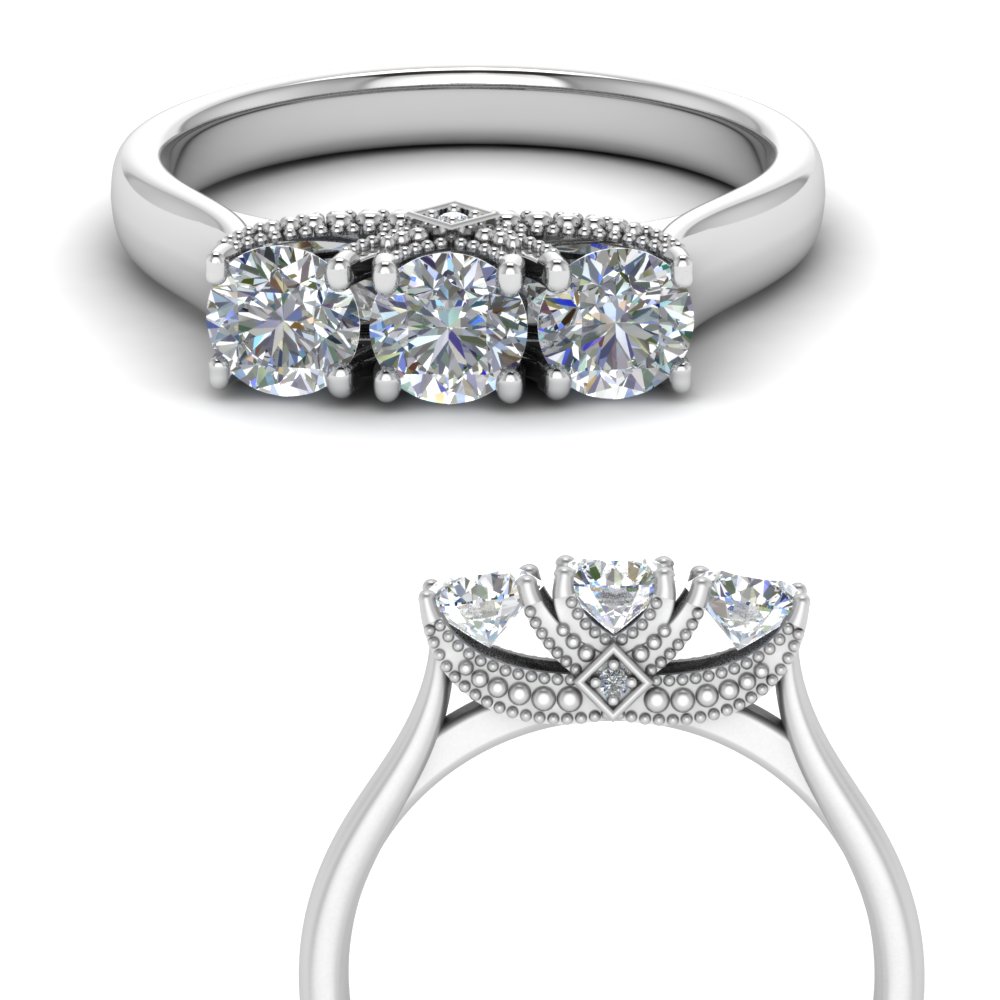 Cathedral 3 Stone Trellis Ring
