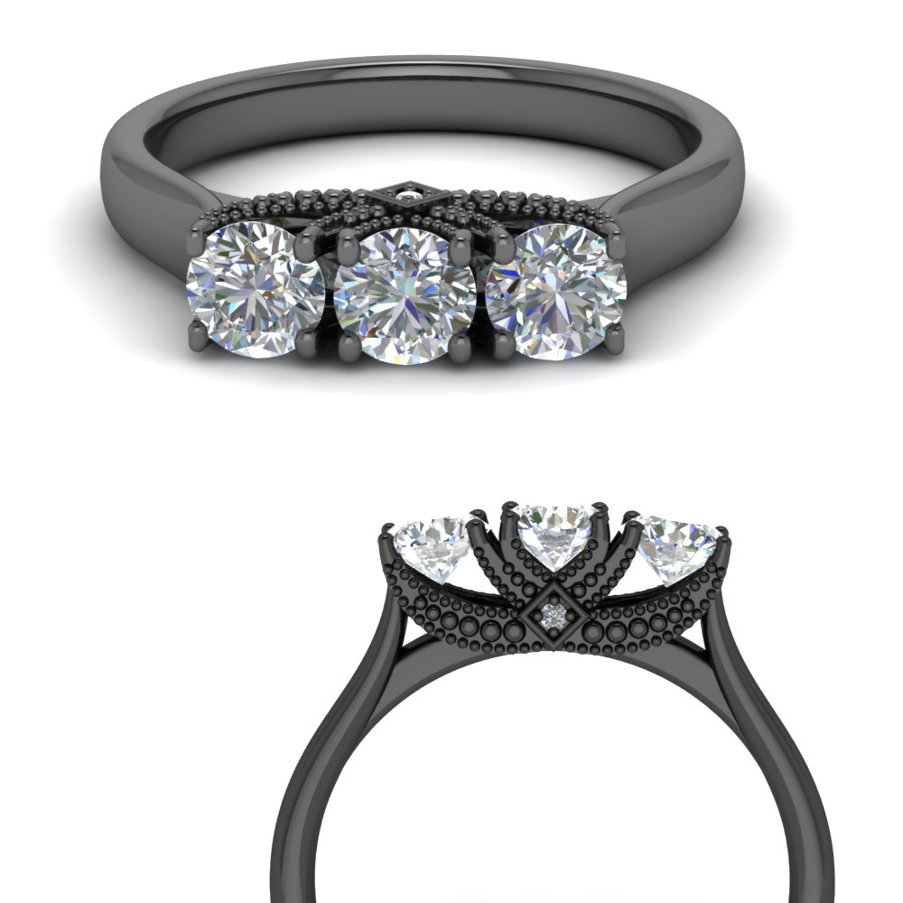 cathedral 3 stone trellis engagement ring in FD123222ROANGLE3 NL BG