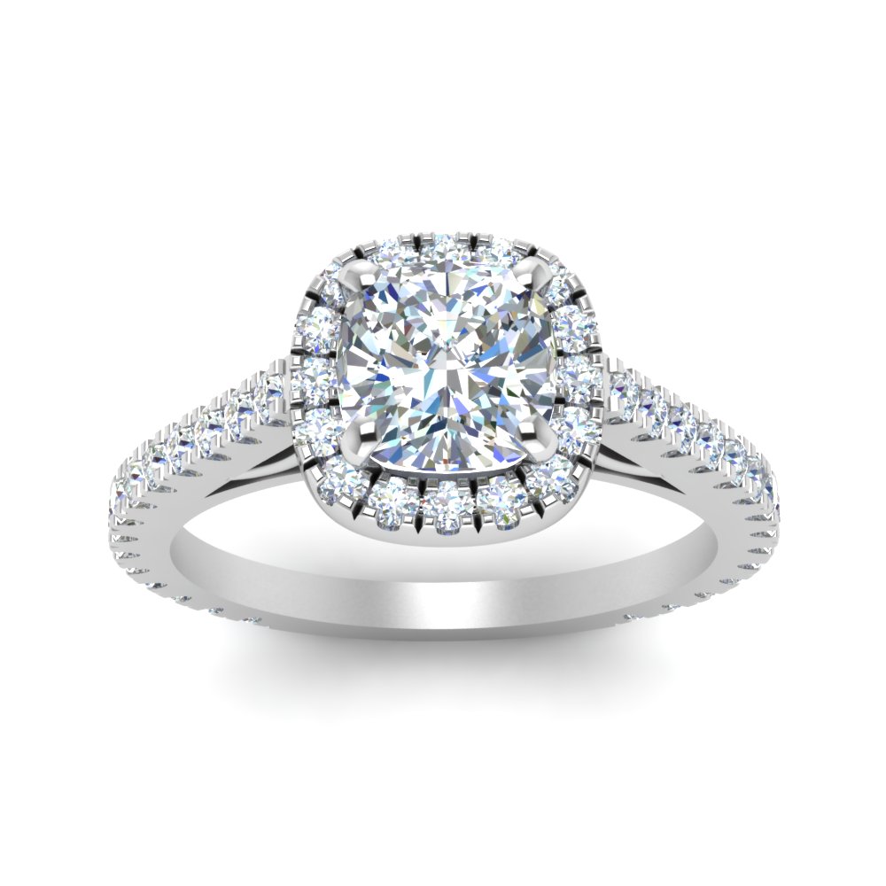 Cathedral Cushion French Pave Diamond Engagement Ring In 950 Platinum ...