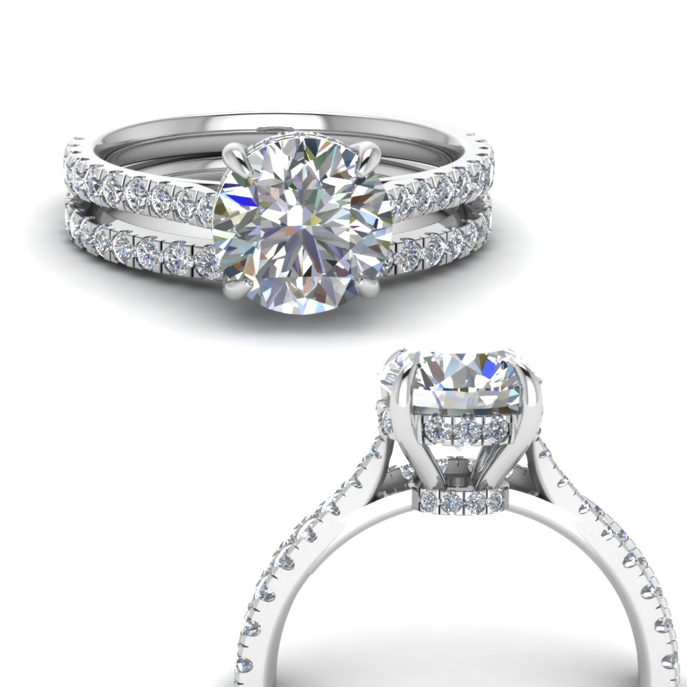 Cathedral Hidden Halo Ring Set
