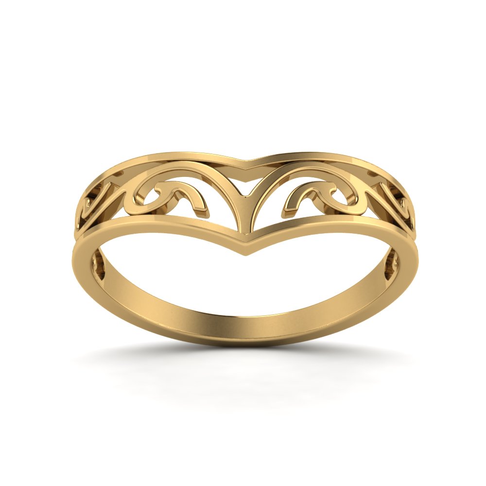 Celtic Curved Wedding Band Filigree In 14K Yellow Gold