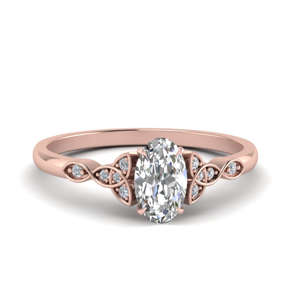 Celtic Knot Oval Shaped Diamond Engagement Ring In Rose