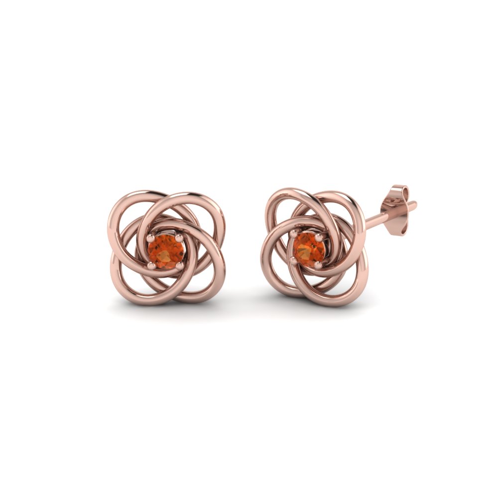 celtic knot orange sapphire stud earrings for women in 18K rose gold FDOEAR40006GSAOR NL RG