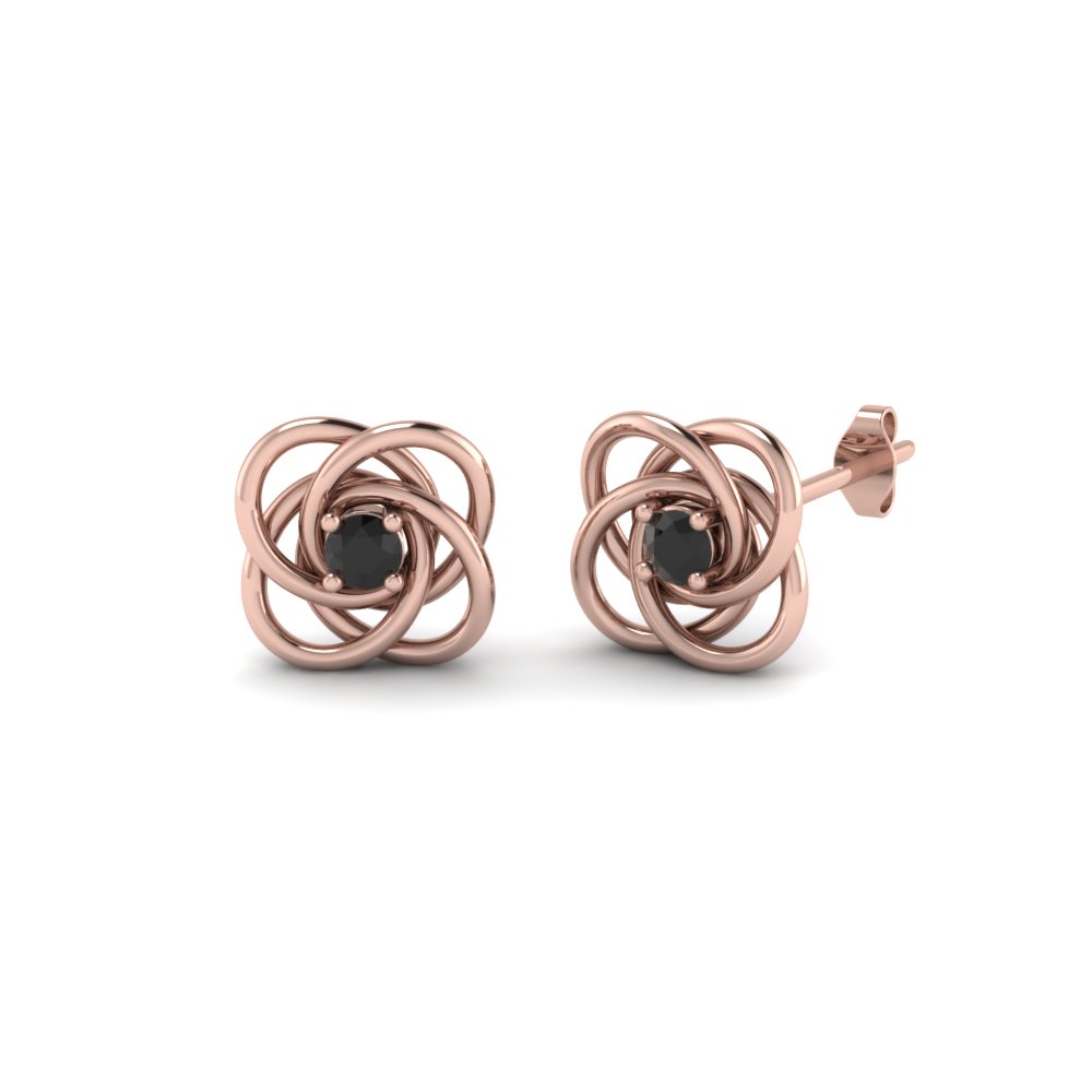 celtic knot black-diamond stud earrings for women in 14K rose gold FDOEAR40006GBLACK NL RG
