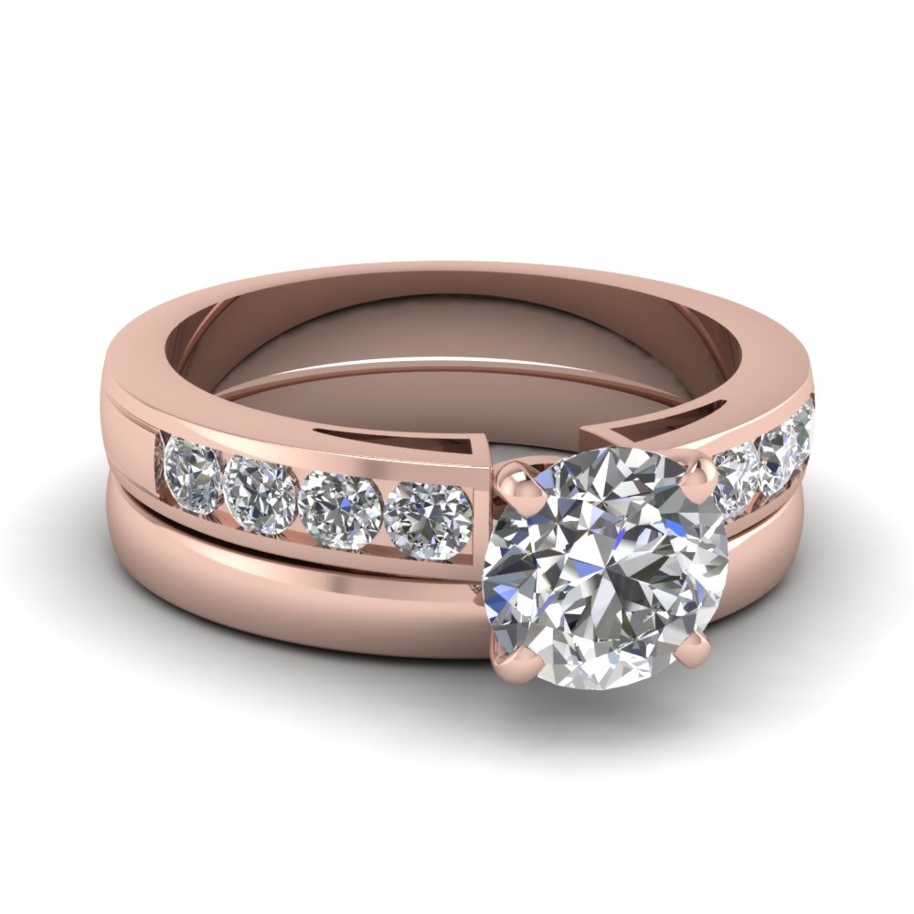 Channel Diamond Handmade Wedding Ring Sets Jewelry In 14K