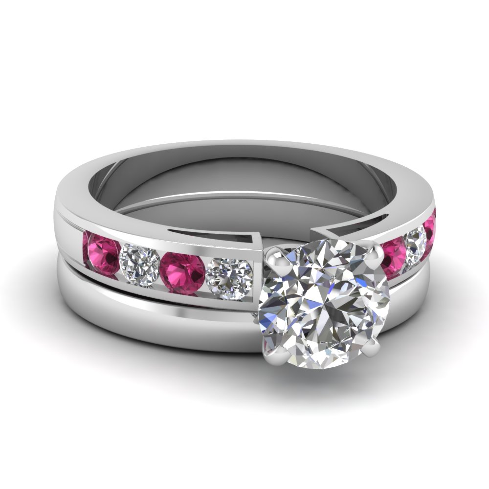 14K White Gold Pink Sapphire and Diamond Ring 1.11 Carats