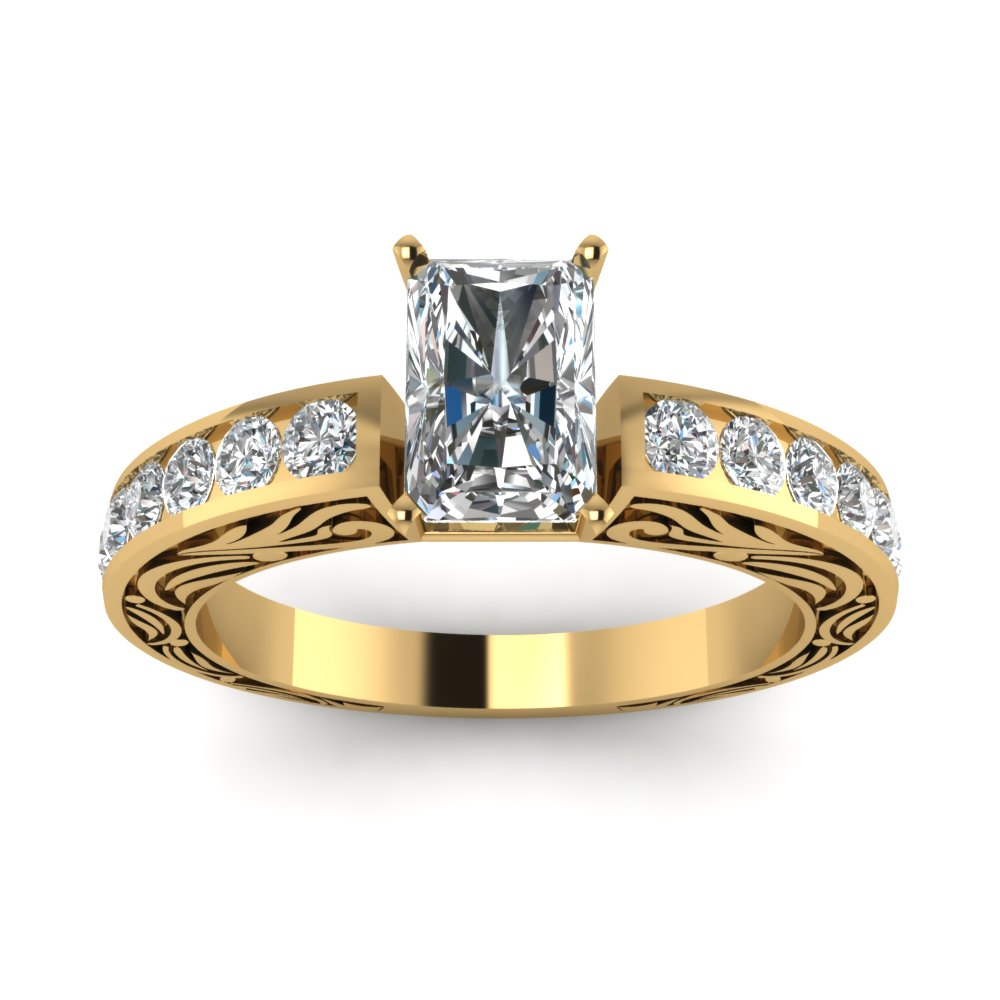 Channel Set 2 Carat Wedding Ring with 14K Yellow Gold White Diamond