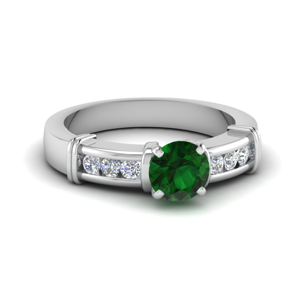channel set emerald engagement ring in FDENR1104RORGEM NL WG