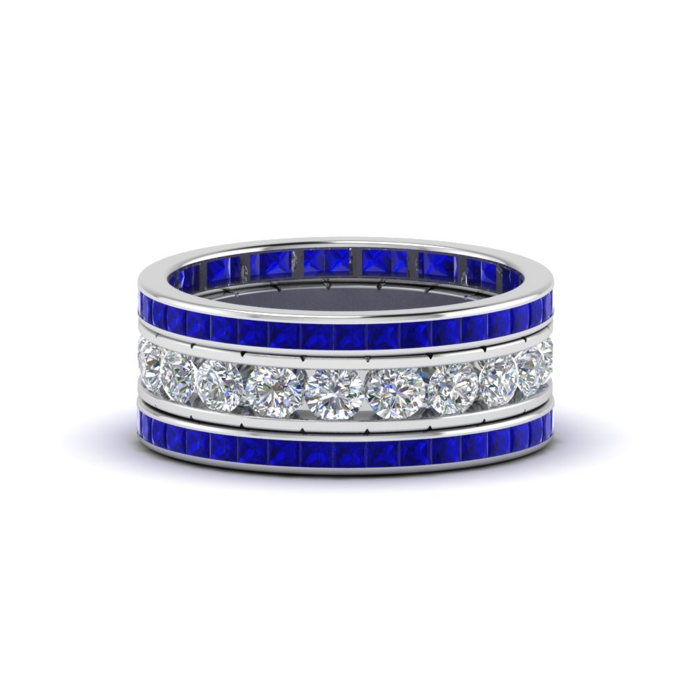 sapphire and diamond channel set band