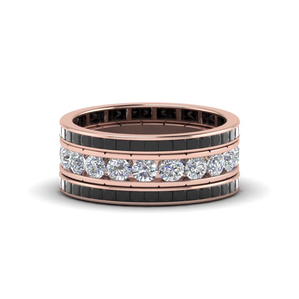 rose gold black diamond stackable ring