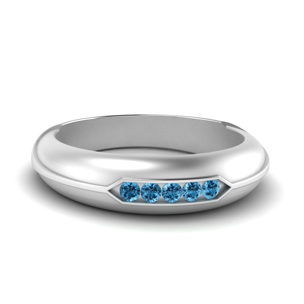 Gold Synthetic Blue Topaz and CZ Ring | Mens Blue Topaz and CZ Ring | Gold Mens  Blue Topaz and CZ Ring