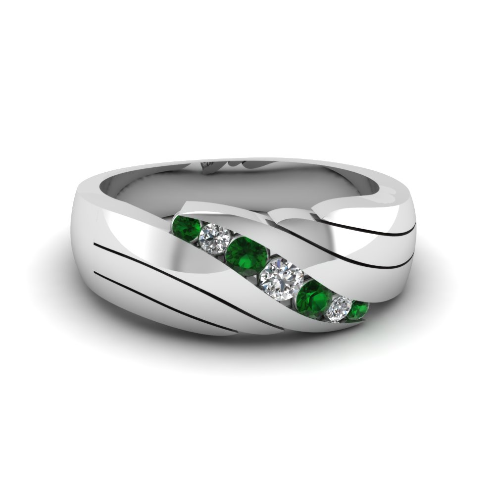 Emerald Mens Wedding Rings