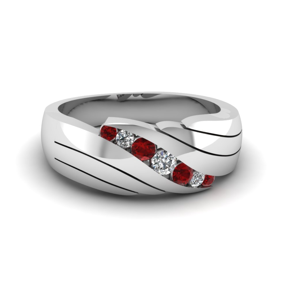 Mens wedding bands sale with ruby