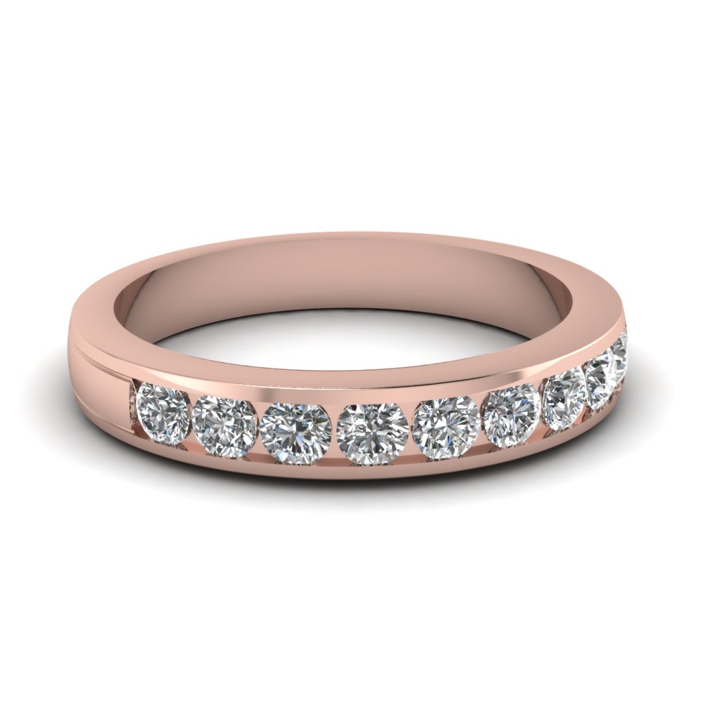 Channel Set Wedding Band With White Diamond In 18k Rose Gold Channel Set Wedding Band With White Diamond In 18k Rose Gold Fd1028b Nl Rg