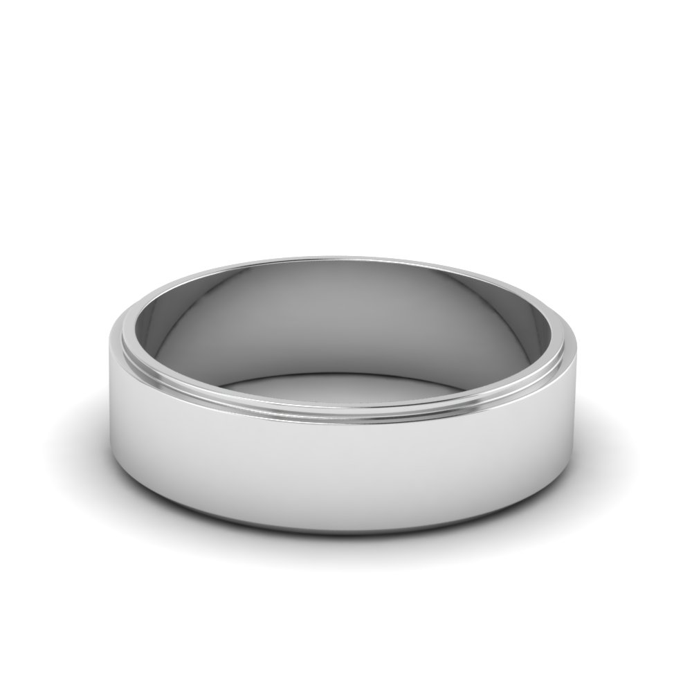 Plain Flat Mens Wedding Band 6mm In Sterling Silver Fascinating