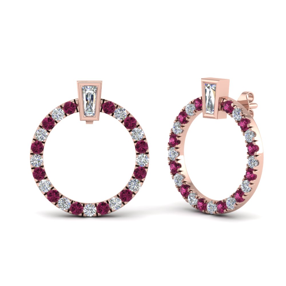 Pink Sapphire Circle Stud Earring