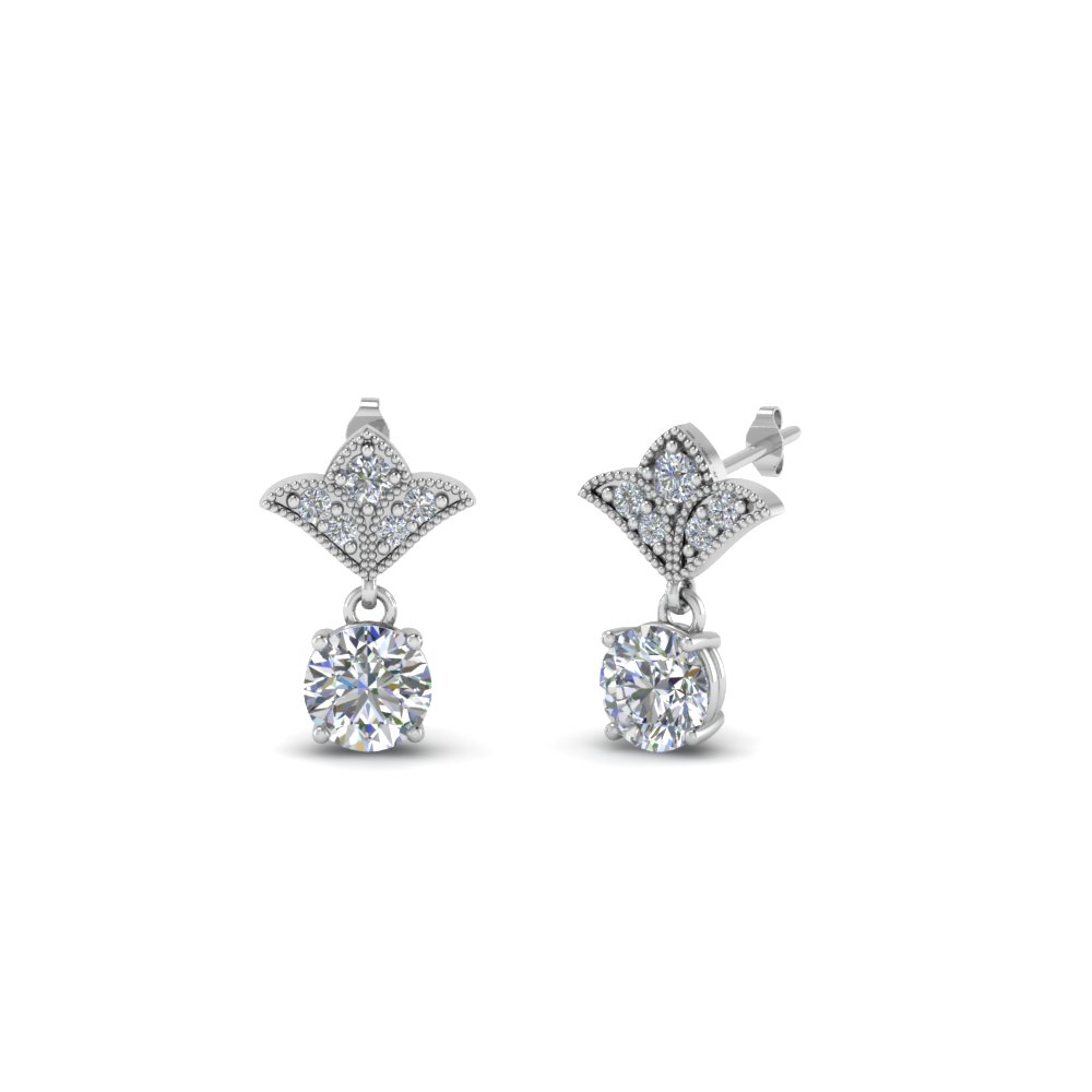 Clic Diamond Earring Gift For Her In 14k White Gold Fascinating Clic Diamond Earring Gift For Her In Fdear8425