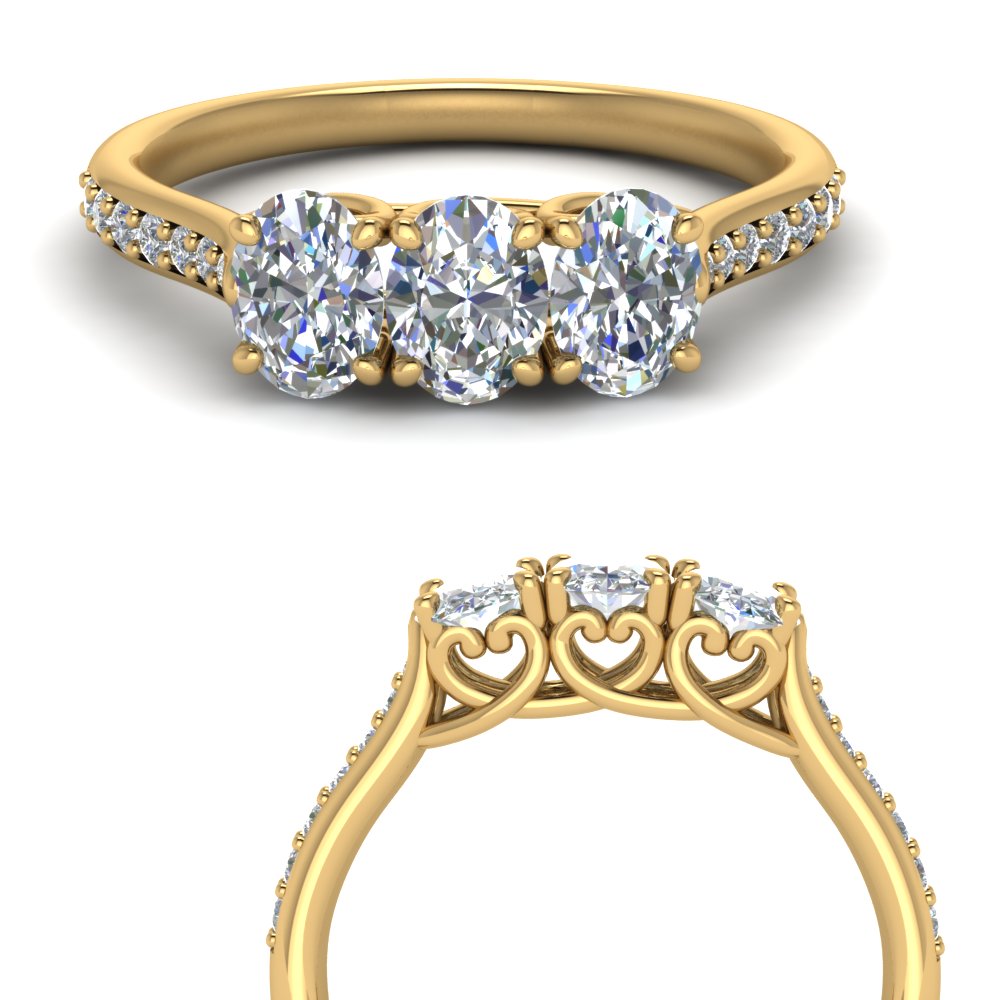 classic prong oval diamond wedding band in 14K yellow gold FD123332OVANGLE3 NL YG