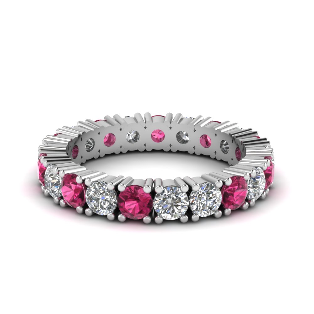2 carat diamond eternity band with pink sapphire in FDEWB103BGSADRPI NL WG