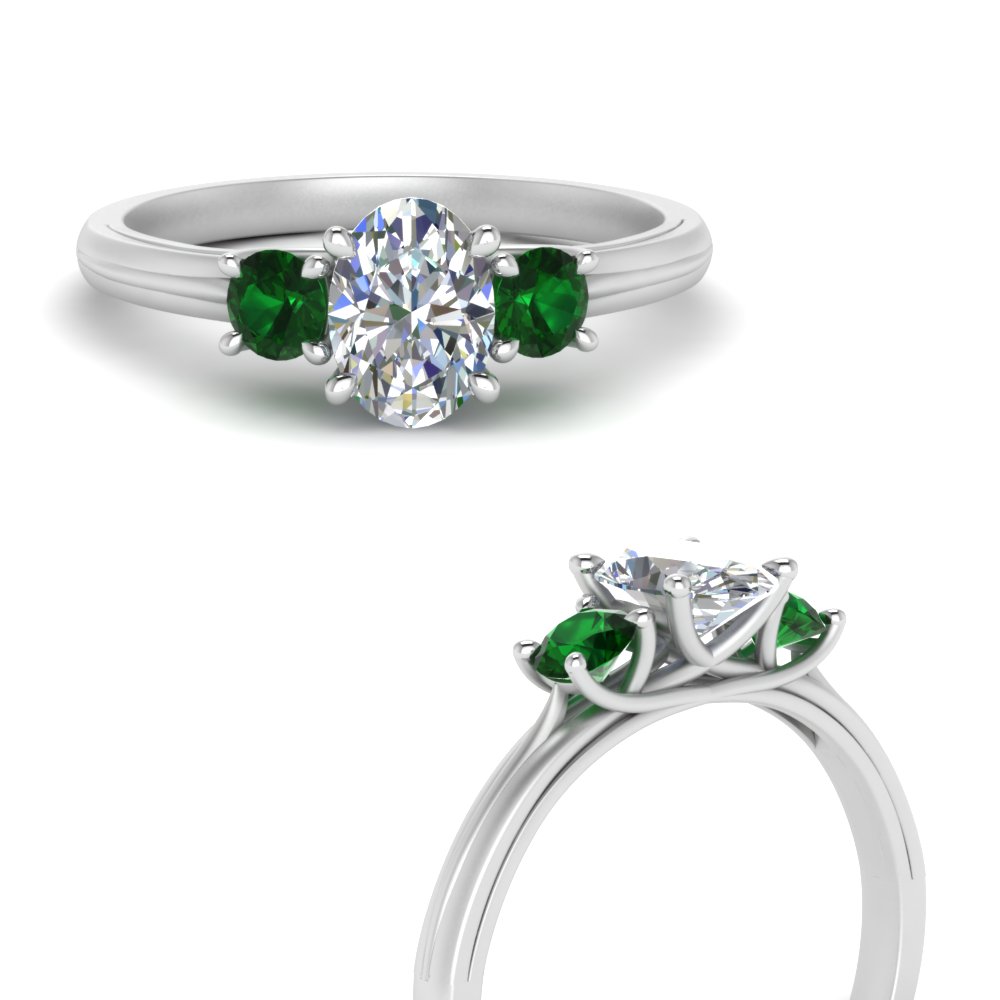 classic-three-stone-oval-emerald-lab diamond engagement-ring-in-FD123281OVRGEMGRANGLE3-NL-WG