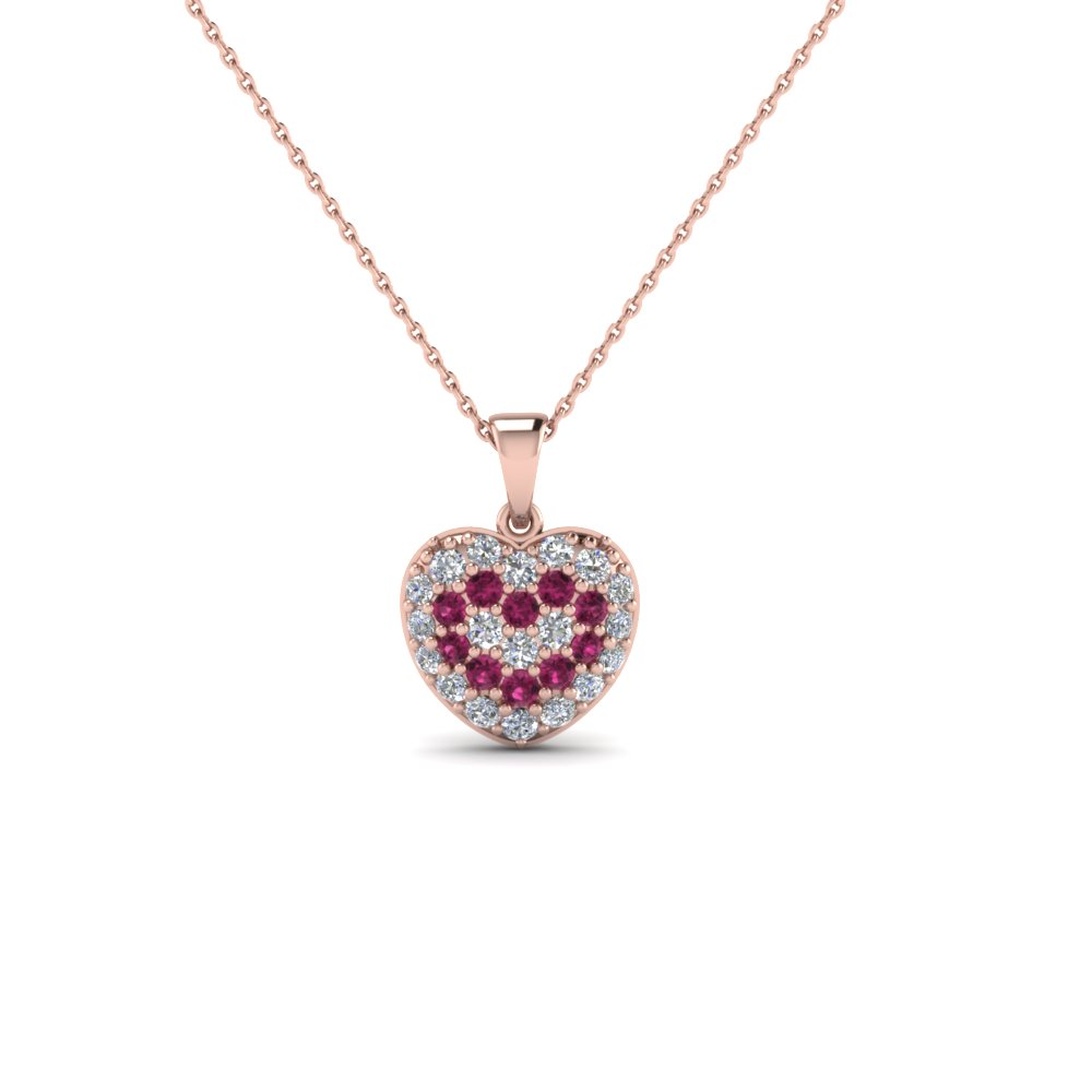 Heart Pink Sapphire Pendant Necklace