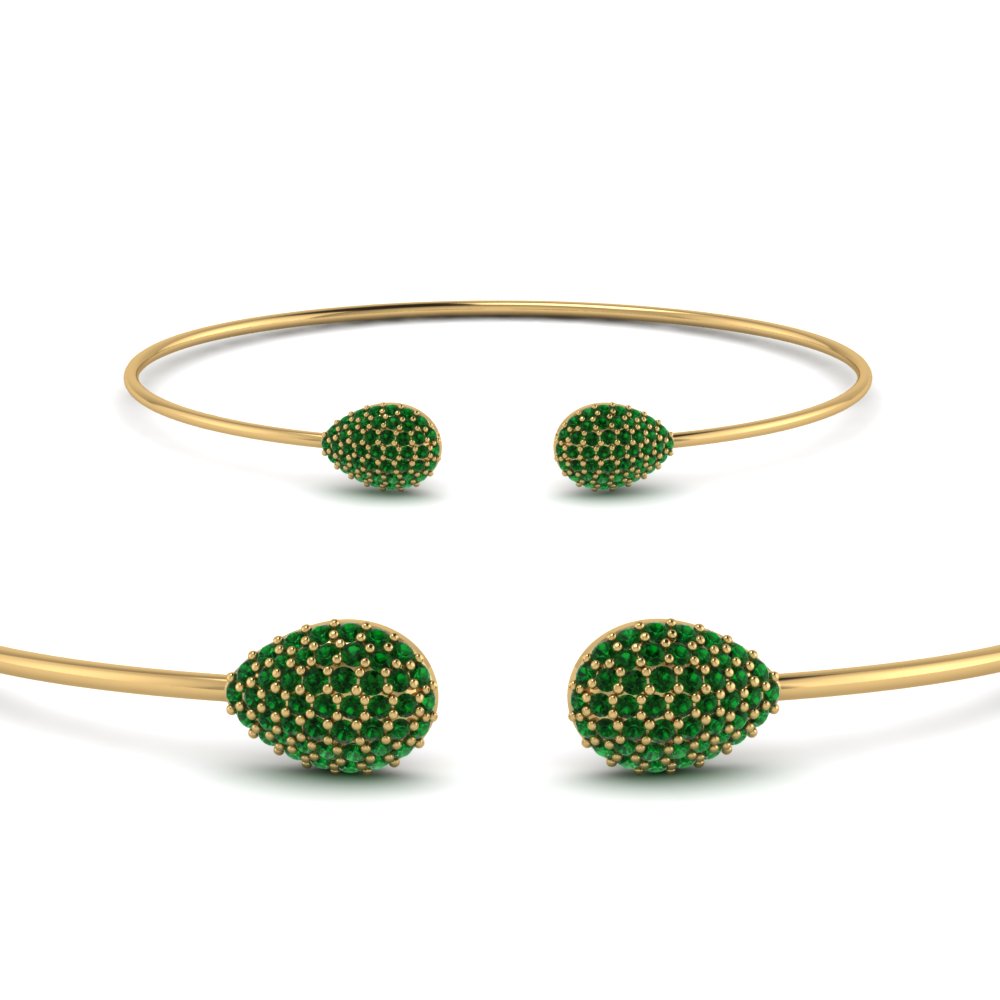 Cluster Emerald Open Cuff Bracelet