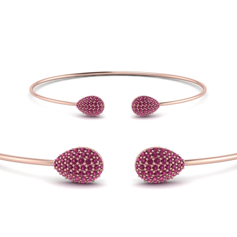 Cluster Pink Sapphire Open Cuff Bracelet