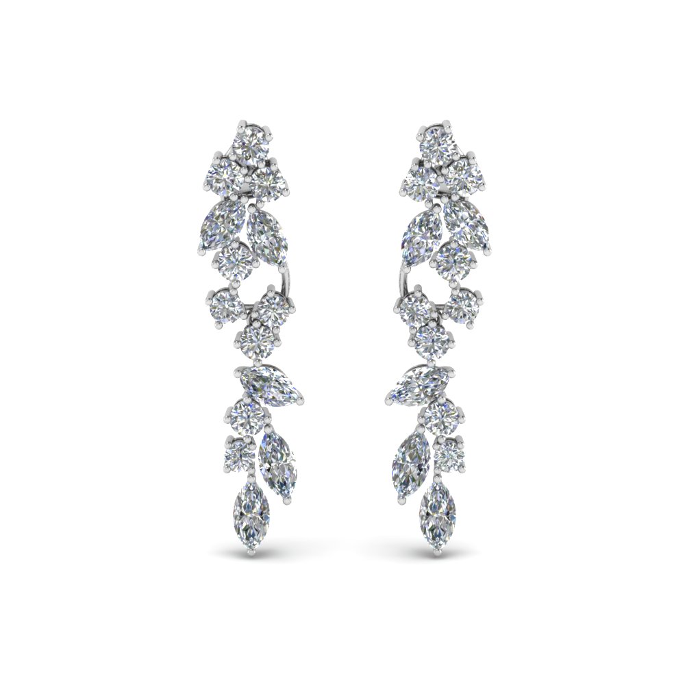 Platinum Marquise And Round Drop Earring