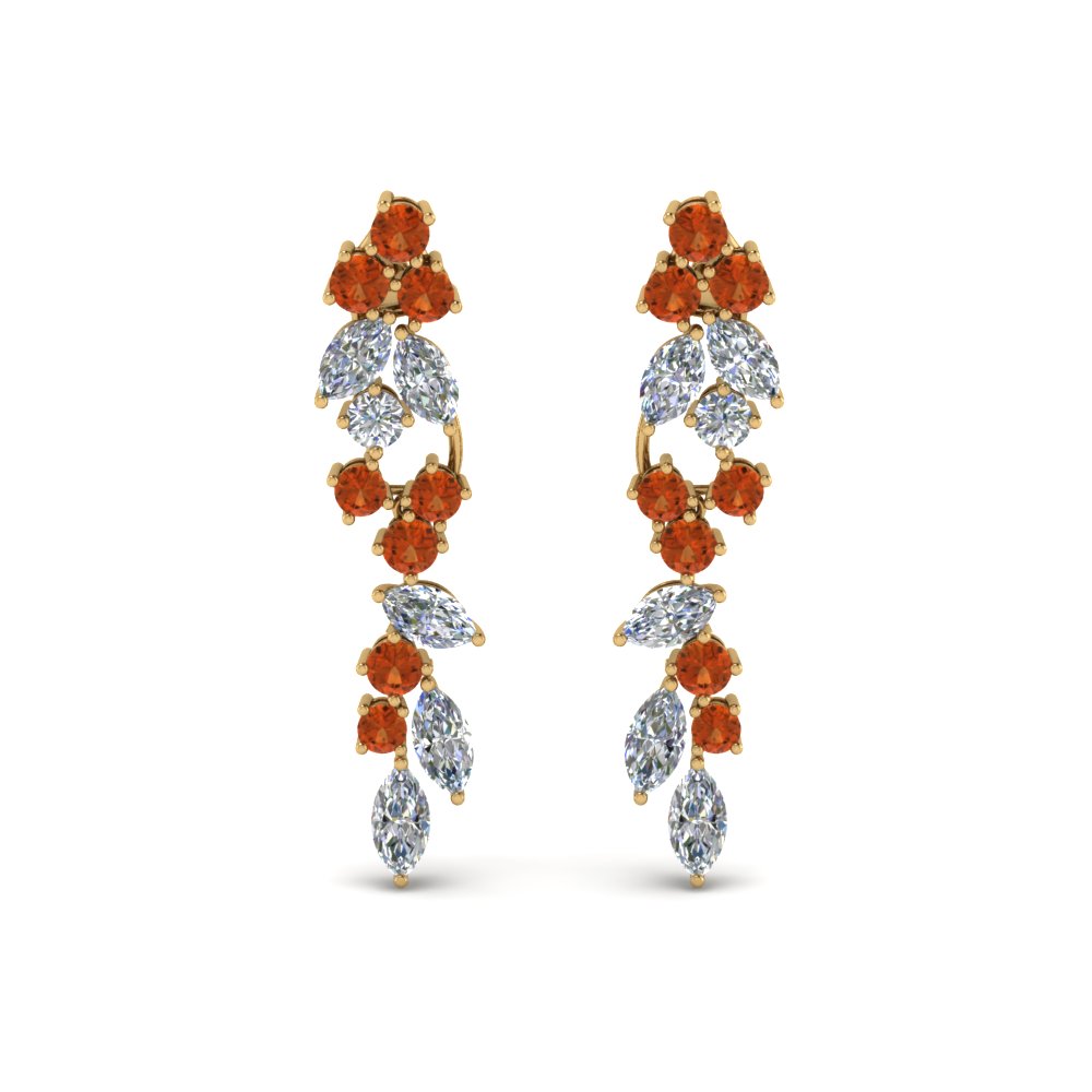 Orange Diamond Dangle Earrings Orange Diamond Dangle Earrings