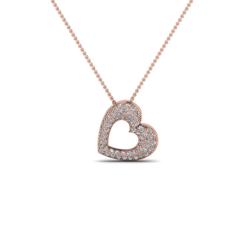 cluster pave heart pendant necklace in FDPD69953HTANGLE1 NL RG