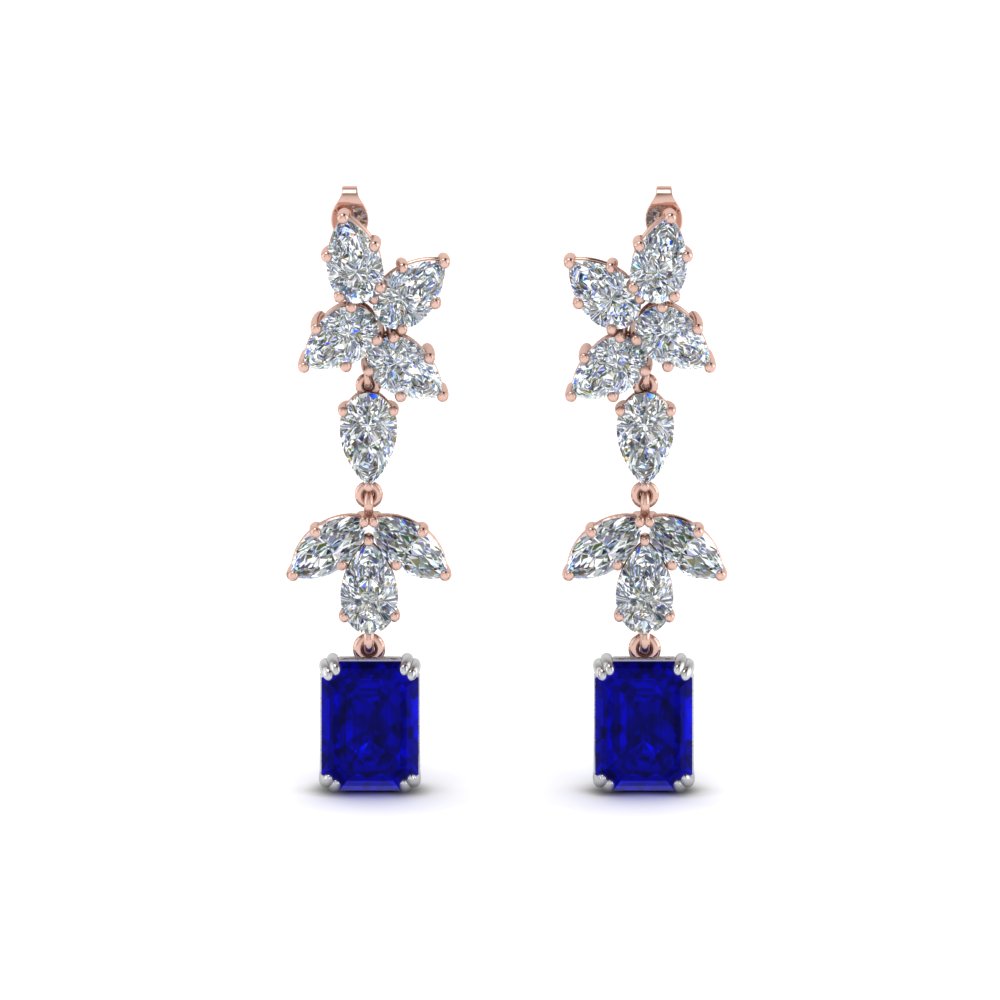 cluster sapphire pear diamond drop earring in 14K rose gold FDEAR8559GSABL NL RG
