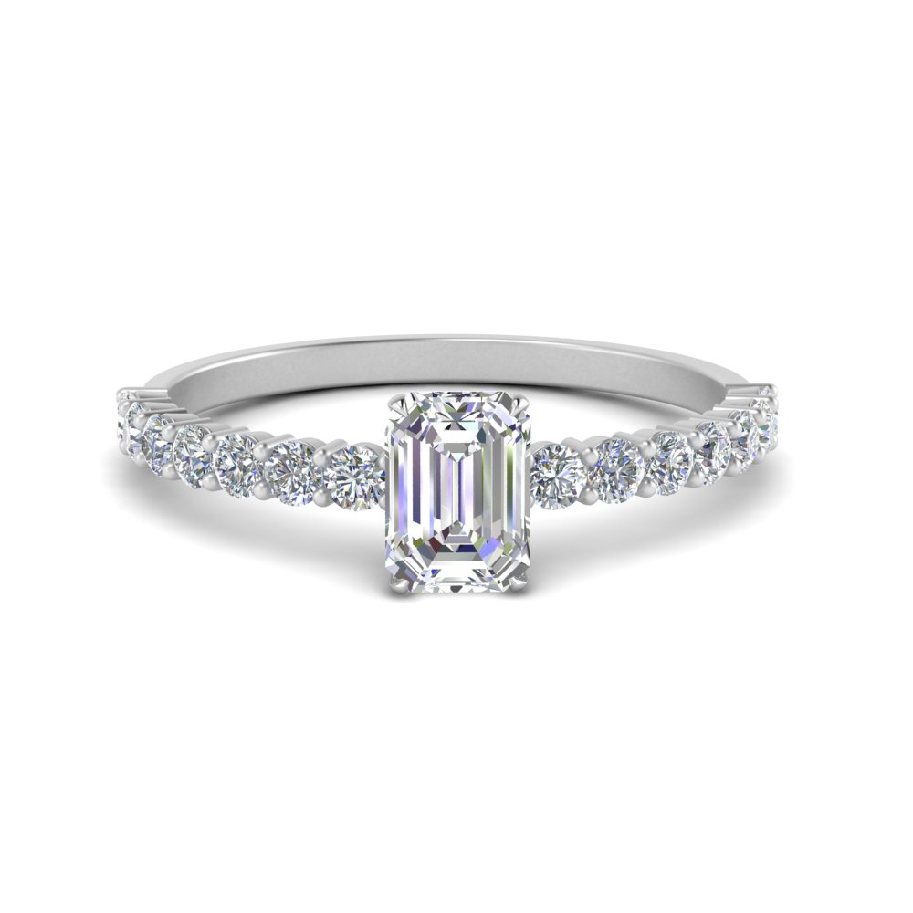 Art Deco Engagement Wedding Ring 3.20Ct VVS1 Emerald Diamond 14k White Gold Over