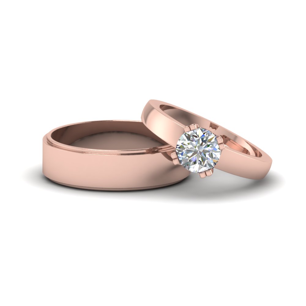 Couples Matching Wedding Anniversary Band Gifts In 14K Rose, 54% OFF