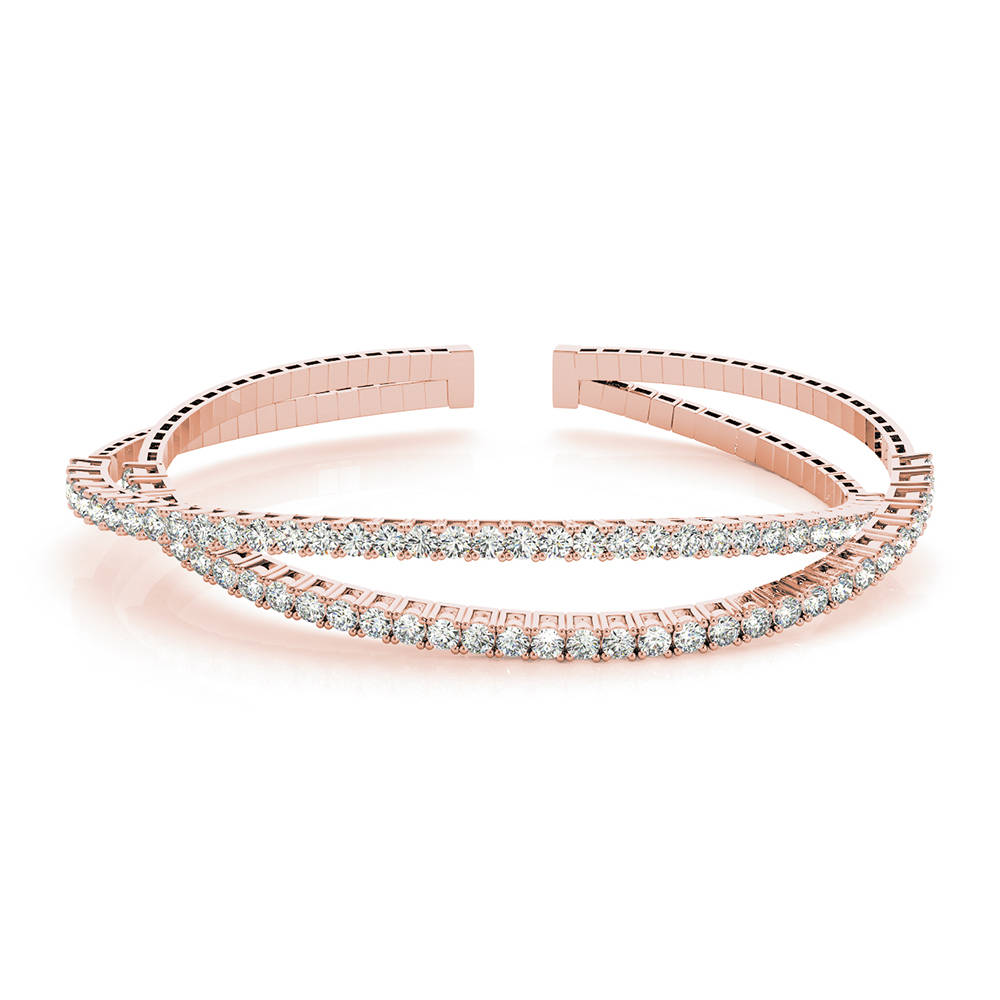 criss cross cuff diamond bracelet in 14K rose gold FDOBR70478 NL RG