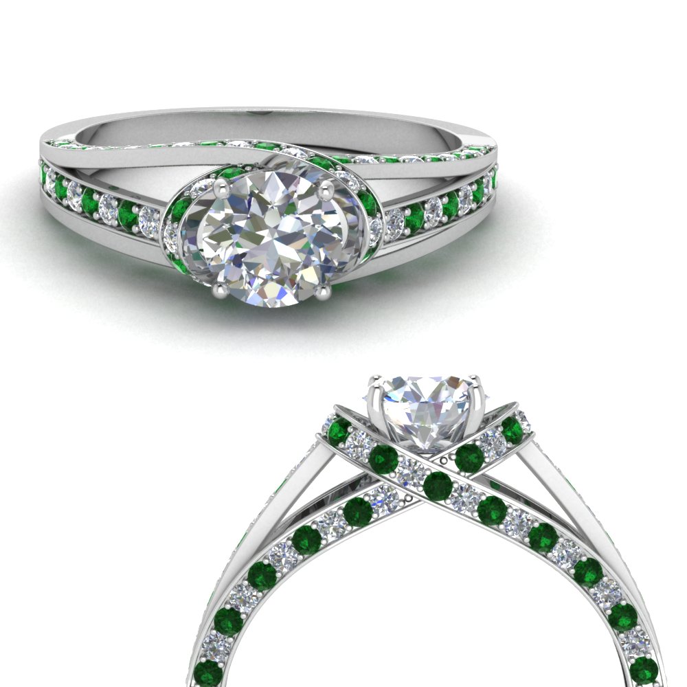 criss cross halo diamond engagement ring with emerald in FDENR8359RORGEMGRANGLE3 NL WG.jpg