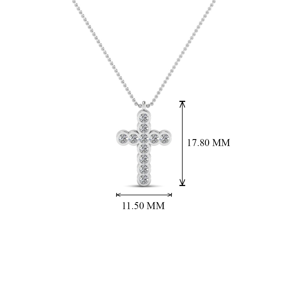 Cross Bezel Set Diamond Pendant Necklace In 14K White Gold ...