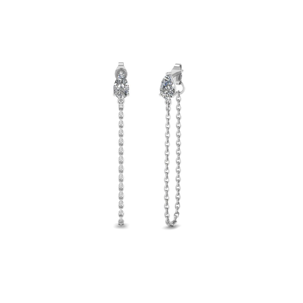 Cubic Zirconia Pear Chain Earring In Sterling Silver | Fascinating Diamonds