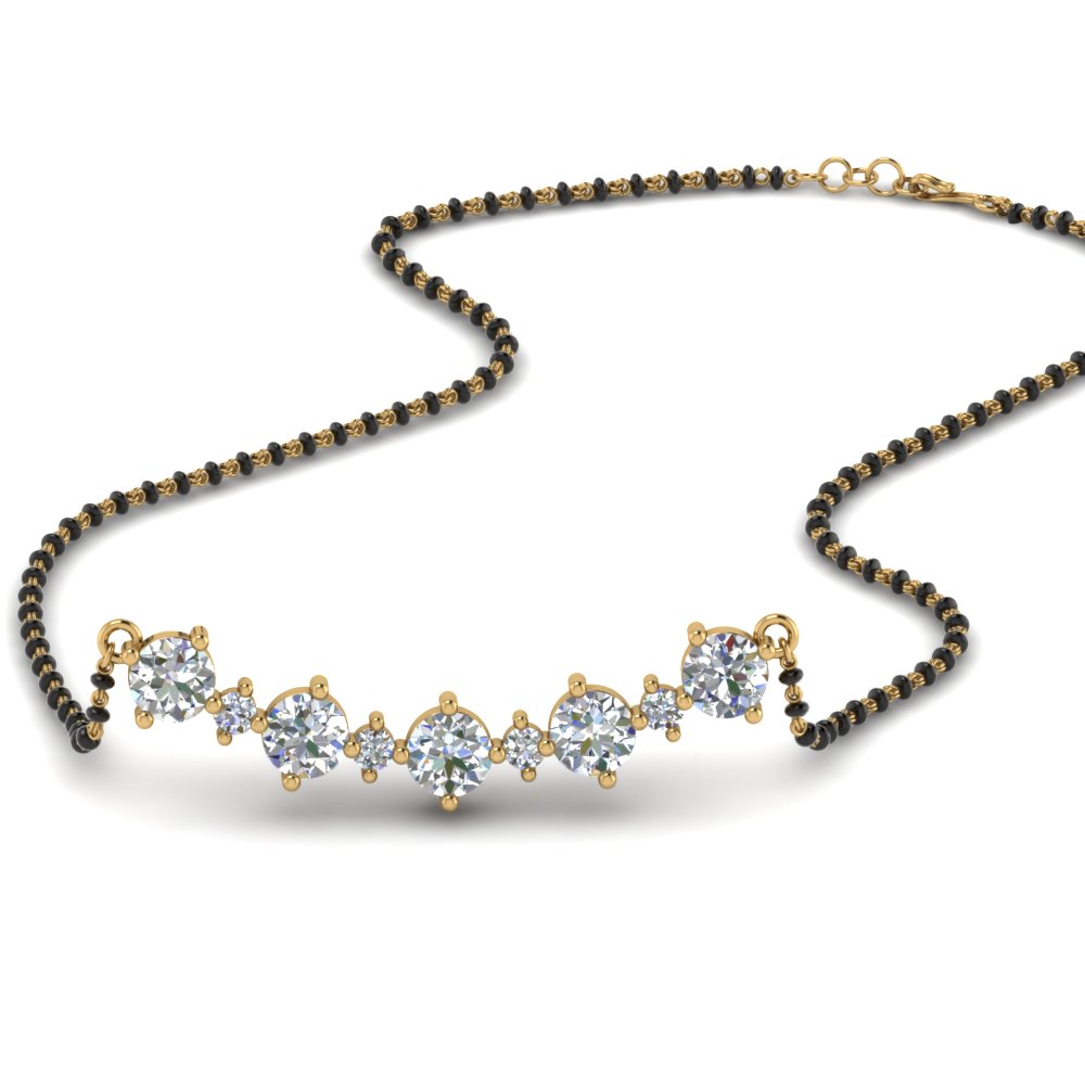 Curved Diamond Mangalsutra Necklace