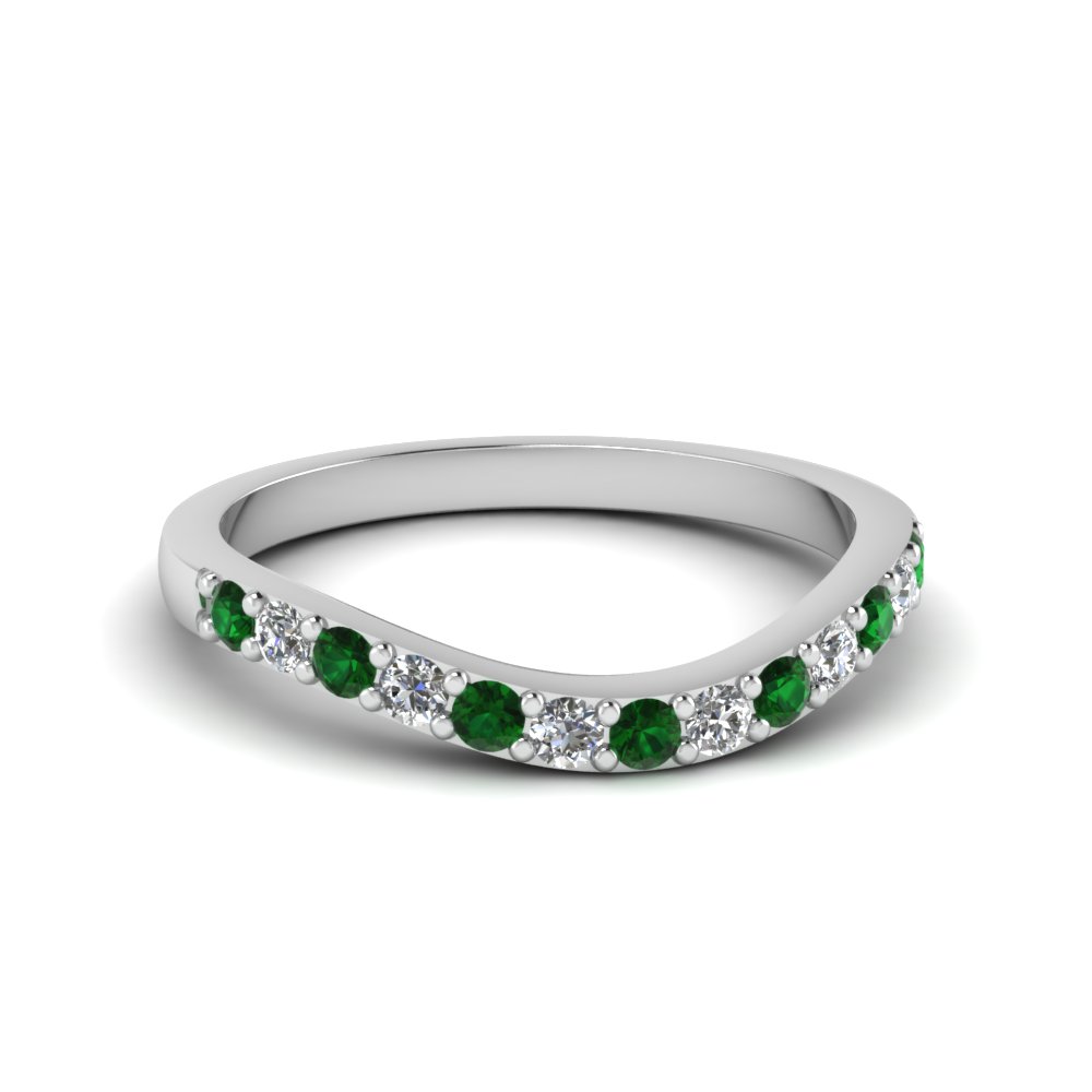 Green Emerald Wedding Bands For Her