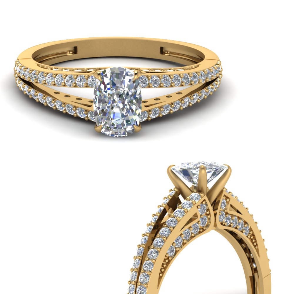 delicate split shank cushion diamond engagement ring in FDENS3131CURANGLE3 NL YG.jpg