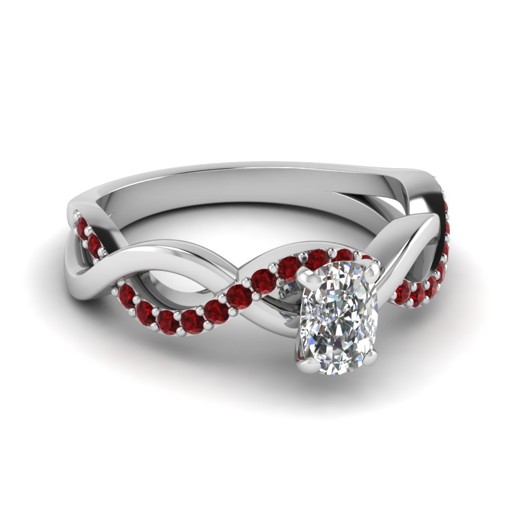 cushion cut ruby twisted engagement ring in FD1122CURGRUDR NL WG GS