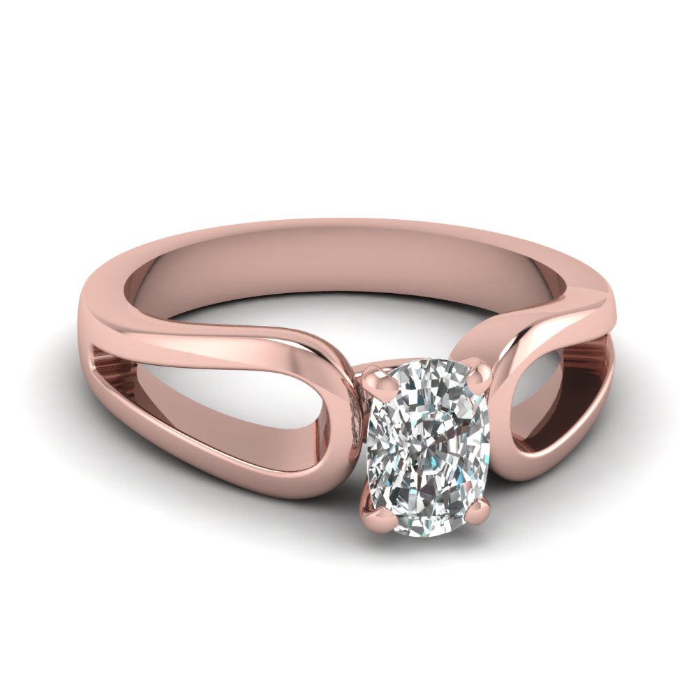 Cushion Cut Rose Gold Solitaire Rings