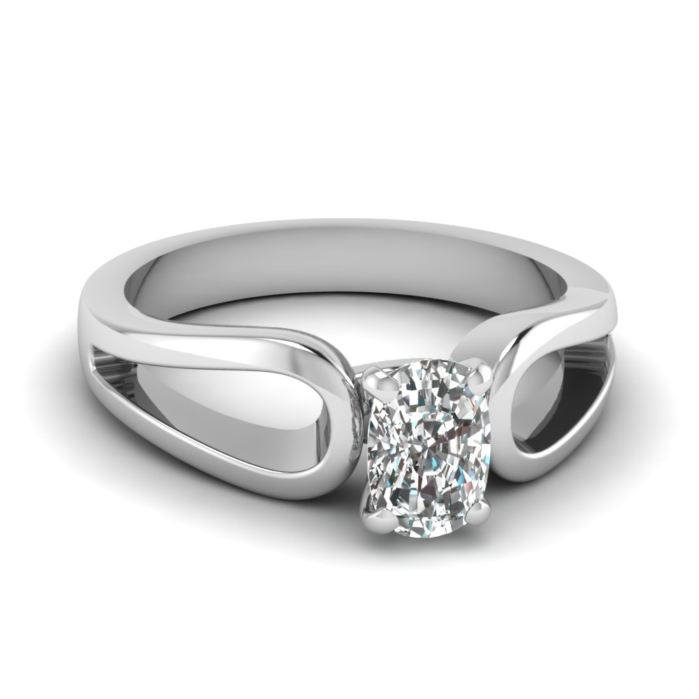 Cushion Cut White Gold Solitaire Rings