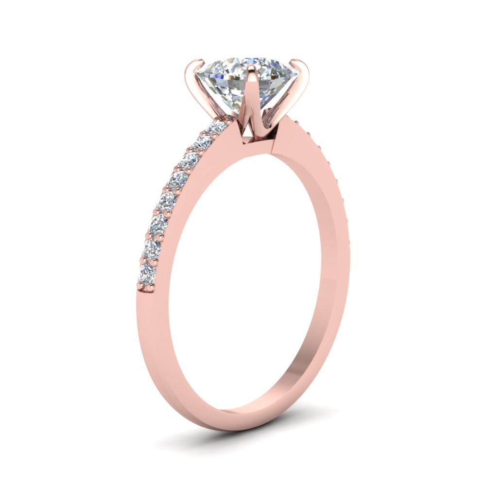 Cushion Diamond Delicate Engagement Ring In 14K Rose Gold | Fascinating ...
