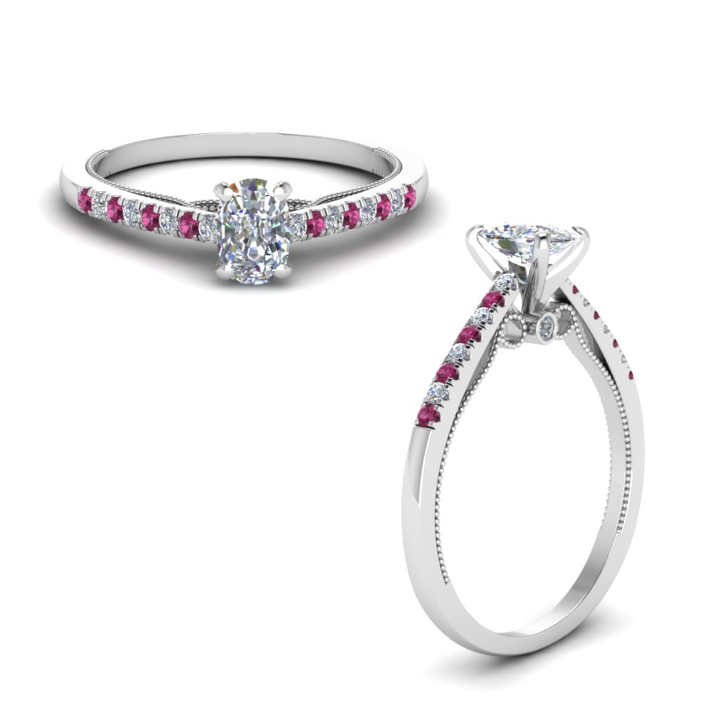 Cushion Cut Pink Sapphire Engagement Rings