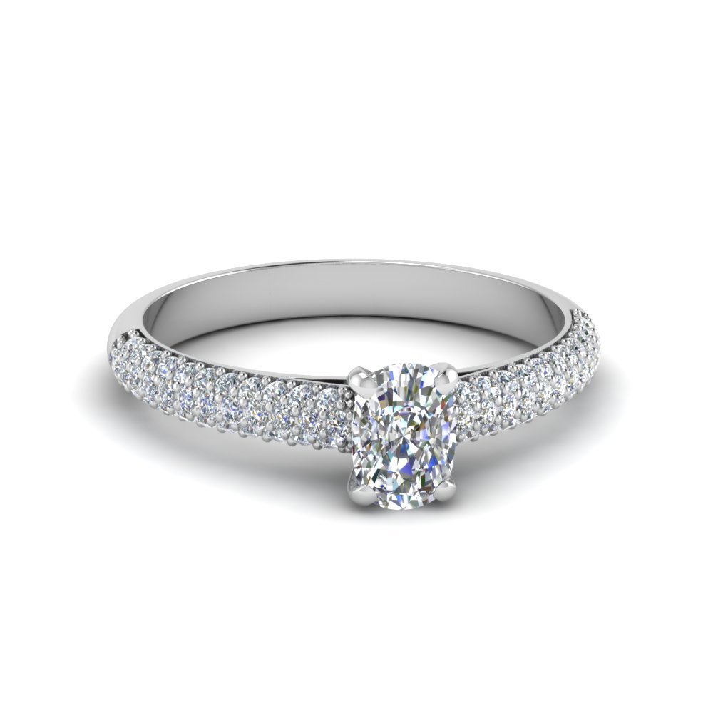 Channel Set Pear Diamond Side Stone Ring In 18k White Gold ...